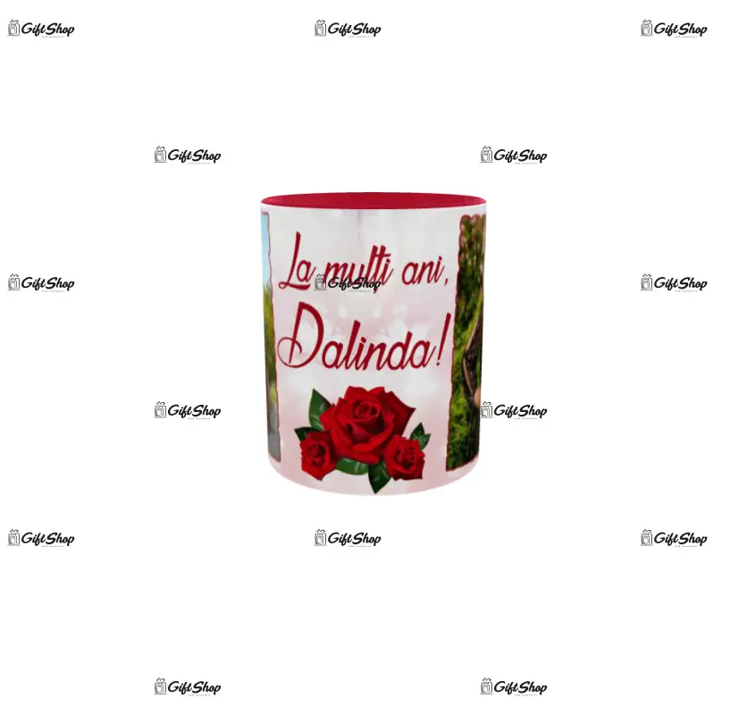 La multi ani,( numele), cana din ceramica, 330ml, personalizata cu 2 poze si text model 3364